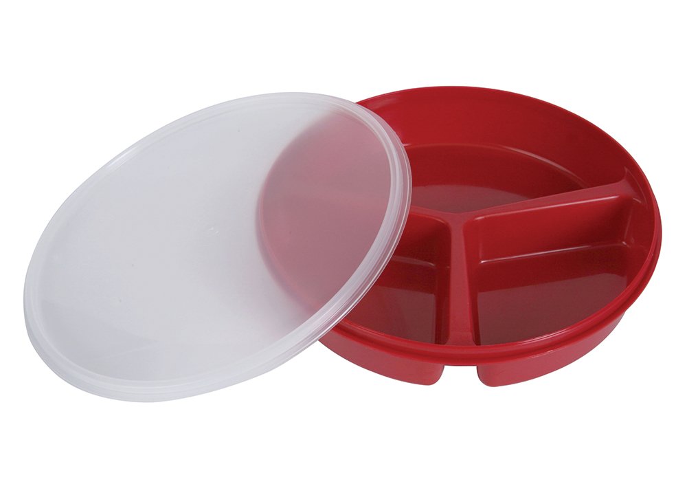 Partitioned Scoop Dish with Lid - Red: Health & Personal Care