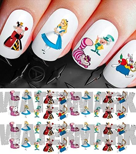 50 Nail Decals - Alice in Wonderland Nail Sticker Decals Set n143buy 1 get 1 of Our Choice Free
