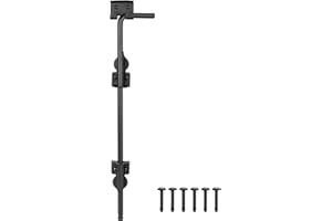 BOODVON 18 Inch Cane Bolt Gate Drop Rod Heavy Duty Gate Hardware, Gate Ground Latch for Wooden Fences, Metal Gates Doors Stopper for Gate Ground, Wrought Iron Gate Latches, Black Finish(1 Pack)