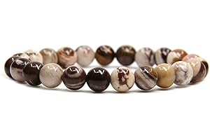 Angelstones Handmade Gem Semi Precious Gemstone 8mm Round Beads Stretch Bracelet 7" Unisex