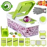 Vegetable Chopper, ONSON Food Chopper Cutter Onion Slicer Dicer, 10 in 1 Veggie Slicer Manual Mandoline for Carrot, Garlic, Cabbage, Tomato, Potato, Fruit, Salad