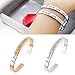 Mecoo Womens Charm Bangle Silver＆Gold Color Letter Carve 