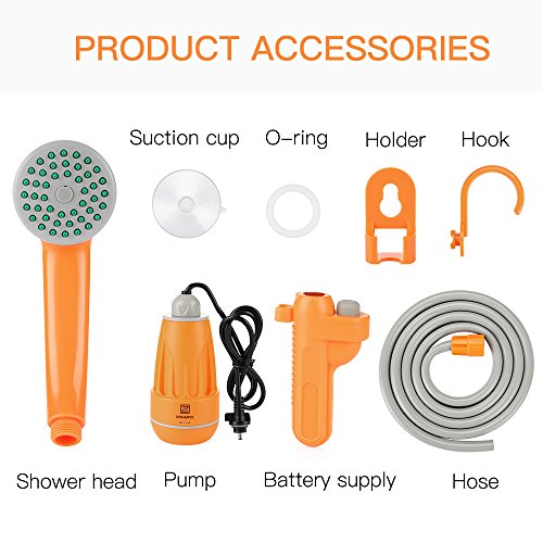 ZANMAX Portable Camping Shower, Rechargeable 2200mAh Battery Powered
