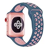 Apple Watch Band Series 1 Series 2,Hailan Soft Durable Nike + Sport Replacement Wrist Strap for iWatch,38mm,S/M,Light Pink / Midnight Blue