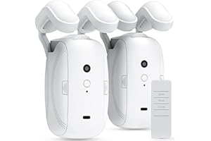 Monitaind Smart Automatic Curtain Opener: 2PCS Smart Curtain Opener with Remote Control Only, High-Performance Curtain Robot Motor Suitable for Roman Rod, T-shaped/U-shaped Tracks