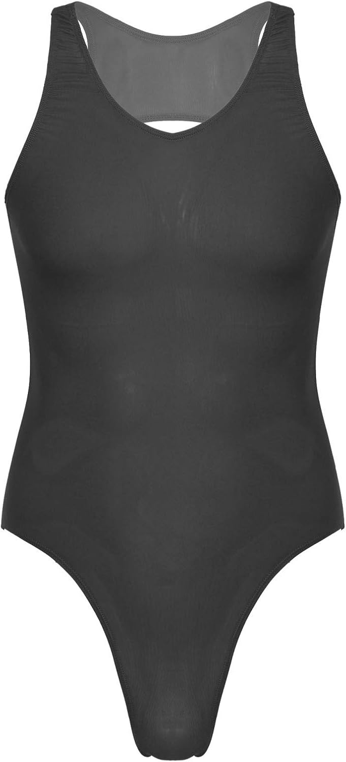 CHICTRY Mens Sleeveless High Cut Thong Leotard Gym Swimsuit Dancewear