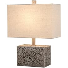 Stone & Beam Modern Slate Rock Table Lamp, 16" H, with Bulb, White Shade