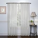 GoodGram 2 Pack: Basic Rod Pocket Sheer Voile Window Curtain Panels - Assorted Colors & Sizes (Silver, 84 in. Long Pair)