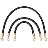 PH PandaHall 3pcs Black Braided Leather Bag Strap, 12/15/23 inch Purse Handle Replacement, Handbag Shoulder Strap with Gold Spring Buckle for DIY Handbag Underarm Bag Tote Purse Making