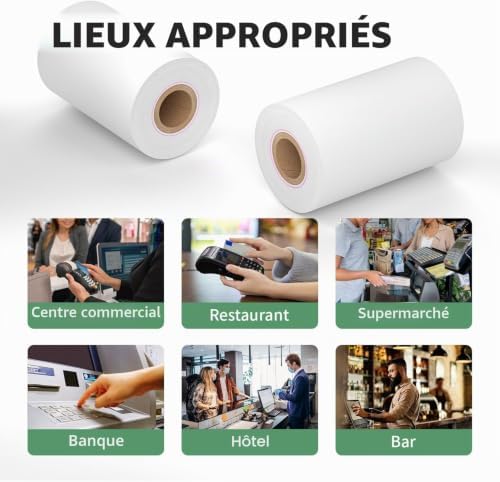Rouleaux de Papier Thermique 80 x 40 mm, 11 Mètres de Long, Smooth, 1 Rouleau