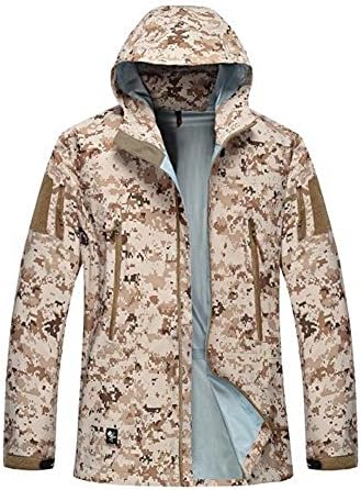 Tang Mo Sheng Men's Lightweight Hardshell Tactical Jacket Waterproof Breathable Desert Digital (XX-Large)