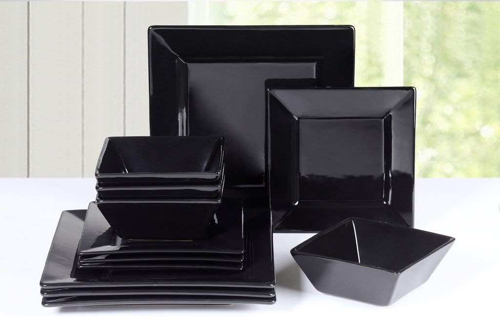 12PC SOHO Black Square Dinner Set
