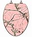 TOPSEAT 3D Upland Series Elongated Toilet Seat w/Chromed Metal Hinges, Wood, Realtree Pink Camo