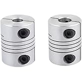 Uxcell 5mm To 6.35mm Shaft Coupling 30mm Length 25mm Diameter Stepper Motor Coupler Aluminum