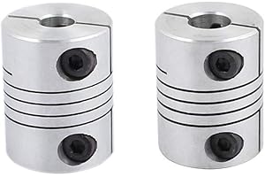 Xnrtop 8mm to 6.35mm Shaft Coupling 25mm Length 20mm Diameter Stepper Motor Coupler Aluminum Alloy Joint Connector for 3D Printer CNC Machine DIY Encoder (Pack of 2