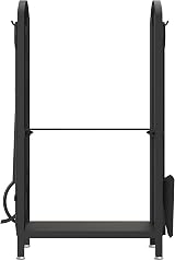 AMOS Firewood Log Rack Holder with 4 Piece Fireplace Tools Set Black Indoor view 3