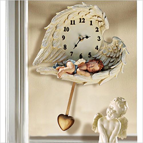 Silent Wall Clock, European Creative Resin Mute Wall Clock Living Room Garden Lovely Angel Wall Clock Bedroom Children's Room Wall Clock Wall Clock 9 inch White,intuitive Digital Display