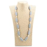 Lofca Silicone Teetning Necklace for Mom to Wear-Great Baby Teething Toys-100% BPA Free Chew Beads-Nursing Necklace for Soothing Pain Relief-'Rita'（Light Grey）