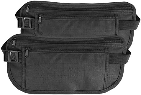 Travel Money Belt Hidden Fanny Pack with RFID Blocking for Women and Men 2 Pack(Black)