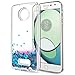 LeYi for Moto Z Play Case,Moto Z Force Case with HD Screen Protector for Girls Women, Shiny Glitter Moving Quicksand Liquid Clear TPU Protective Case for Motorola Moto Z Play/Moto Z Force Blue