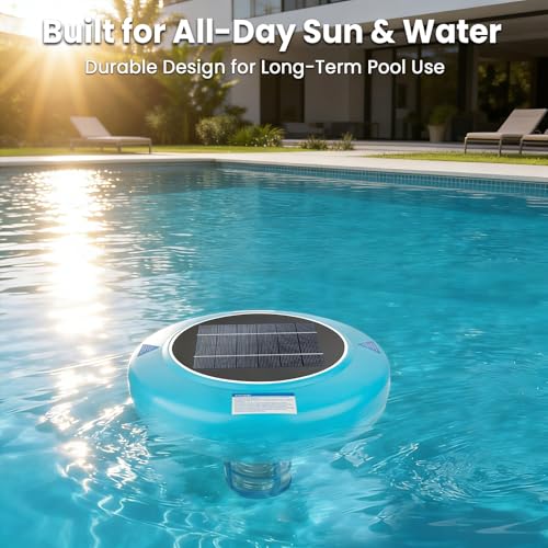 Solar Pool Ionizer for Above Ground & Inground Pools Up to 45,000 Gallons – Easy Pool Maintenance with Oversized Solar Panel & Thick Copper Anode, Clear Water Support