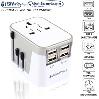 Power Plug Adapter - International Travel - w/USB Ports Work for 150+ Countries - 220 Volt Adapter - Travel Adapter Type C Type A Type G Type I f for UK Japan China EU Europe European by SublimeWare