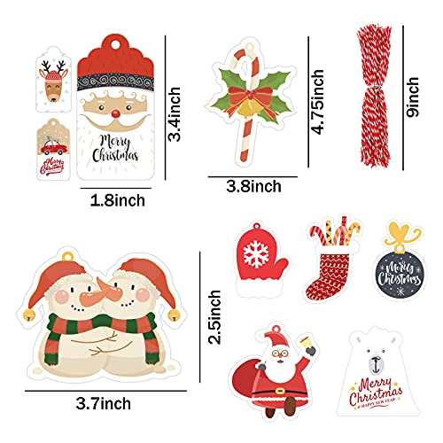 Koogel 100 Pcs Christmas Tags, Christmas Colour Gift Tags Christmas Gift Tags Xmas Paper Tags for DIY Christmas Holiday Gift Wrapping Stamp Label Packaging Business Card