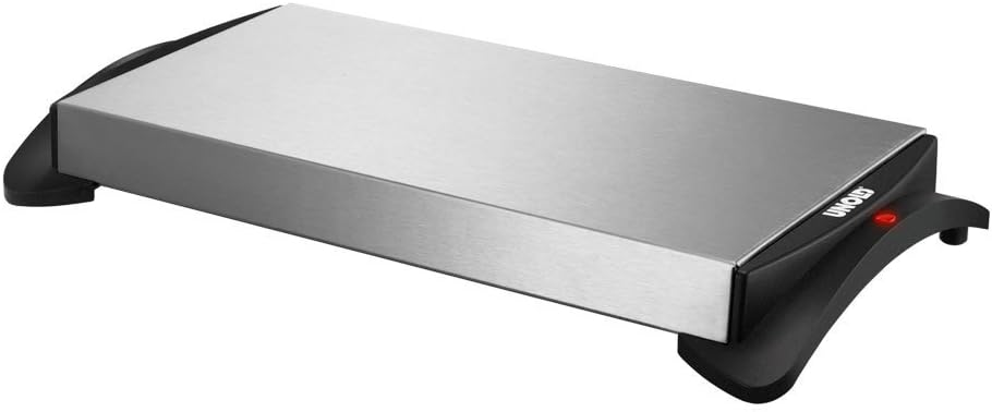 Unold 58815 Warmhalteplatte, 1100 W, 230 V, Edelstahl, 46,5 x 23,8 x 5,8 cm