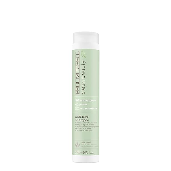 PAUL MITCHELL CLEAN BEAUTY ANTI-FRIZZ SHAMPOO, SMOOTHES HAIR, CALMS FRIZZ, FOR TEXTURED, FRIZZ-PRONE HAIR, 8.5 FL. OZ.