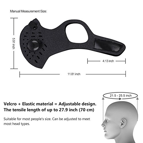 MoHo Dust Mask, Upgrade Version Activated Carbon Dustproof Mask Windproof Foggy Haze Anti-Dust Mask Motorcycle Bicycle Cycling Ski Half Face Mask for Outdoor Activities (Gray+3 Extra filter) - Thumbnail 3
