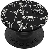 Black White Dino Skeleton Pattern PopSockets Adhesive PopGrip