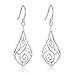 Highly Polished Sterling Silver Filigree Morning Glory Dangle Drop Earrings - New Arrival