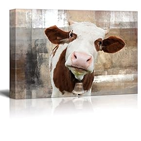 Canvas Print Wall Art - Head of a Milk Cow on Abstract Background - Gallery Wrap Modern Home Art | Ready to Hang - 12x18 inches