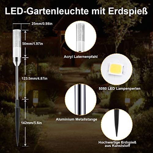 B-right Gartenbeleuchtung 6er Set Gartenleuchte mit Erdspieß, Außenleuchte mit Stecker, Landschaftslicht Wegleuchte Gartenlampe mit Kabel, 570LM, 2700K, IP65 Wasserdicht Außenbeleuchtung für Outdoor – Bild 6