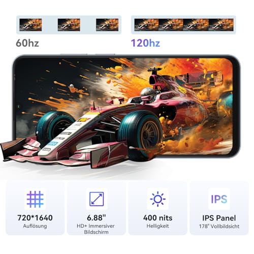 Blackview Wave 10 Smartphone Ohne Vertrag, Android 16 Handy,6,88" 120Hz, 32GB+128GB/2TB,32MP 13MP/5000mAh,4G Dual SIM Smartphones Günstig Neu,WiFi 5G/GPS/3,5mm/FM/3 Jahre Garantie
