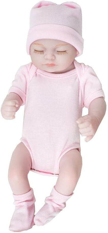 Tawcal Realistic Newborn Dolls, Real Baby Doll Lifelike Toddler Baby Dolls Little Girl Toys Handmade Silicone Body Children Pretend Play Toy Reborn Lovely Doll 10 Inch Gift for Birthday (2, Girl)