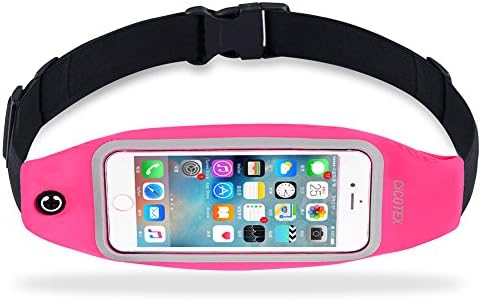 CiCOTEX Running Belt Waist Pack for iPhone 6, 6S, 6 Plus, 6S Plus, Samsung Galaxy S5, S6, S7,Edge, Note 3, 4, 5, LG G3 G4 G5 with Transparent Touch Screen Window - Runners Belt (Rose Red, 4.7 inches)