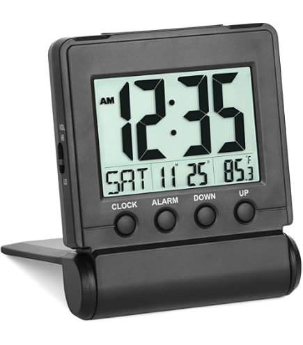 Digital Travel Alarm Clock With Backlight - Battery Powered, Dual Alarms, Temperature, 12/24H | Perfect For Bedside & Desk (White) - View #13