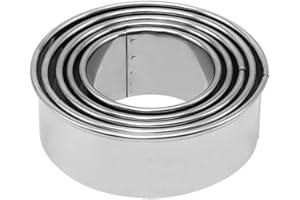CIXLOGIC 5 Different Sizes Stainless Steel Round Cookie Cutters Rolled Edge Cookie Circle Biscuit Cutters Circular Various Ro