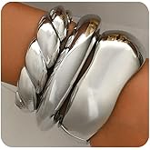 WAINIS 3Pcs Chunky Gold Bangle Bracelets for Women Trendy Wide Wrist Cuff Bracelets Stack Statement Bangle Fashion Gift