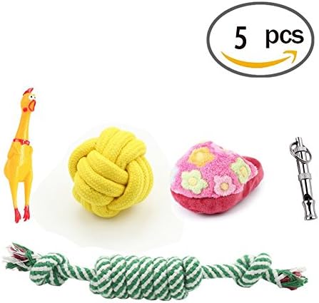Pets Puppy Dog Pet Rope Toys ,Squeaky Plush Dog Toys Pet Dog or Cat Chew Toys 5PCS