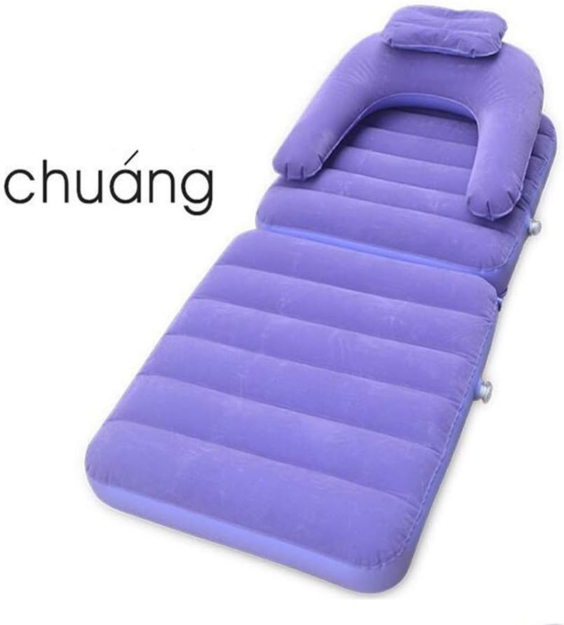 XAOPN Lazy couch inflatable flocking bed living room bedroom rest bed dual-use sofa bed purple