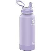 Takeya Actives 32 oz Water Bottle with Straw Lid - Double Wall Stainless Steel Insulation - Dishwasher Safe & BPA-Free - Removable Bumper - Lavender Field