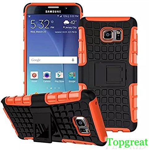 Note 5 Case,Samsung Note 5 Case,TopGreat/TPU+PC/Hybrid Rubberized/[Scratchproof] [Shock proof] [Skidproof] Impact Resistant Hard Shell With Kickstand [Gifts] for Galaxy note 5 (Orange)