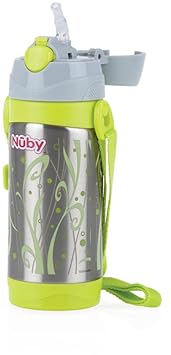 Nuby ID10264 Thermo Edelstahl Trinkhalmbecher, 360ml