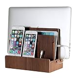 G.U.S. Multi-Device Charging Station Dock & Organizer - Multiple Finishes Available. for Laptops, Tablets, and Phones - Strong Build, Walnut