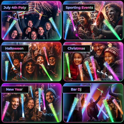 SHQDD 28 PCS Glow Fiber Wands, LED Party Favors, LED Light Wands, Glow in The Dark Party Supplies, LED Flashing Sticks, Fiber Optic Light Wand Stick for Party, Wedding Favors