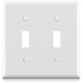 ELEGRP 2-Gang Toggle Switch Wall Plates, Standard Size 4.53" height x 4.57" length Unbreakable Thermoplastic Faceplate Cover for Toggle Dimmer Light Switches, UL Listed (1 Pack, Glossy White)