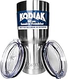 Kodiak Coolers Vacuum Insulated Tumbler Two Lids - Stainless Steel Double Wall - Thermal Coffee Travel Cup Mug Thermos – Compare to Rtic - Hold Ice Over 24 Hour