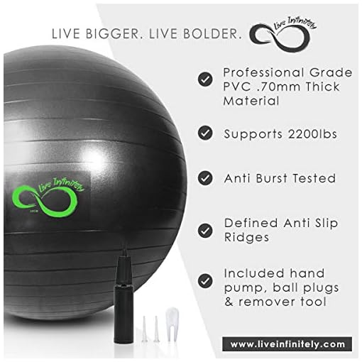 Live Infinitely Exercise Ball (55cm-95cm) Extra Thick Professional Grade Balance & Stability Ball- Anti Burst Tested… - Image 3